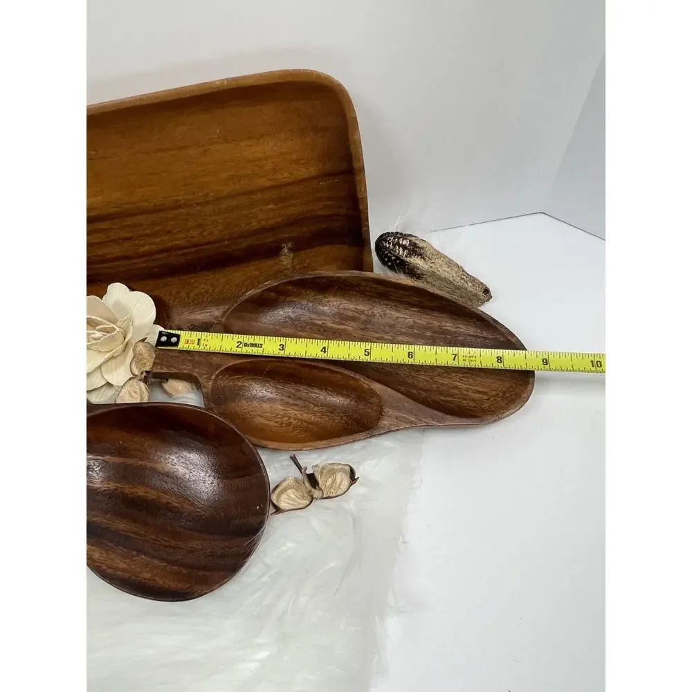 Lot of Vintage Monkey Pod Wood Serving Pieces